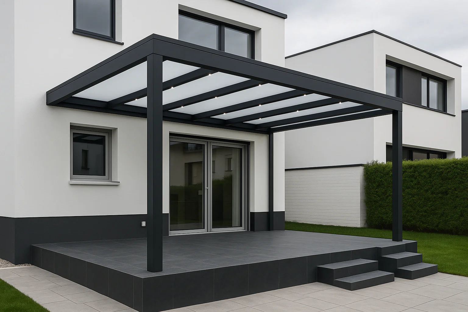 Terrassenüberdachung Alu 450 cm x 450 cm Polycarbonat