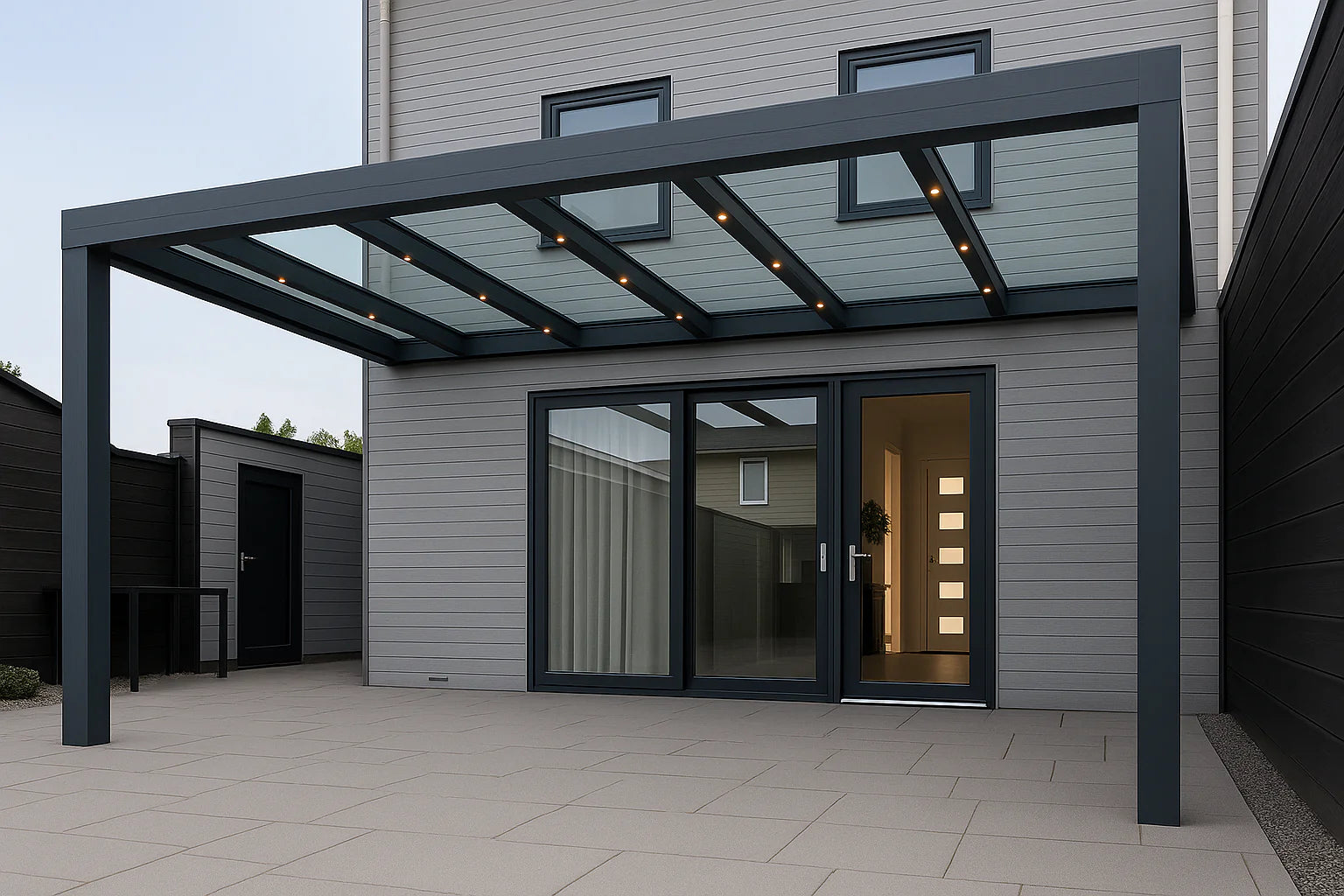 Terrassenüberdachung Alu 450 cm x 450 cm Polycarbonat