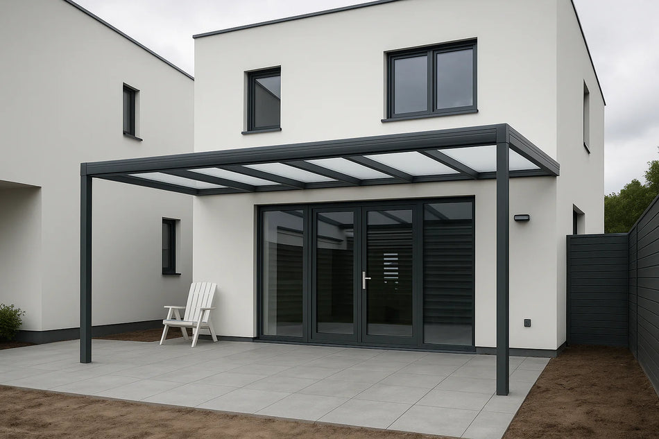 Terrassenüberdachung Alu 1000 cm x 450 cm Polycarbonat