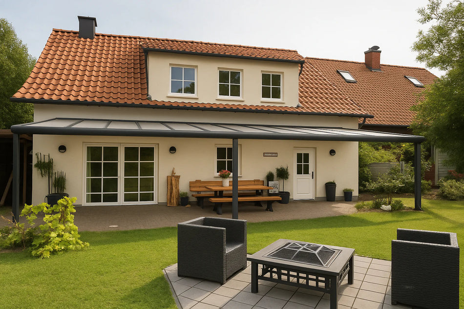 Terrassenüberdachung Alu 1100 cm x 450 cm Polycarbonat