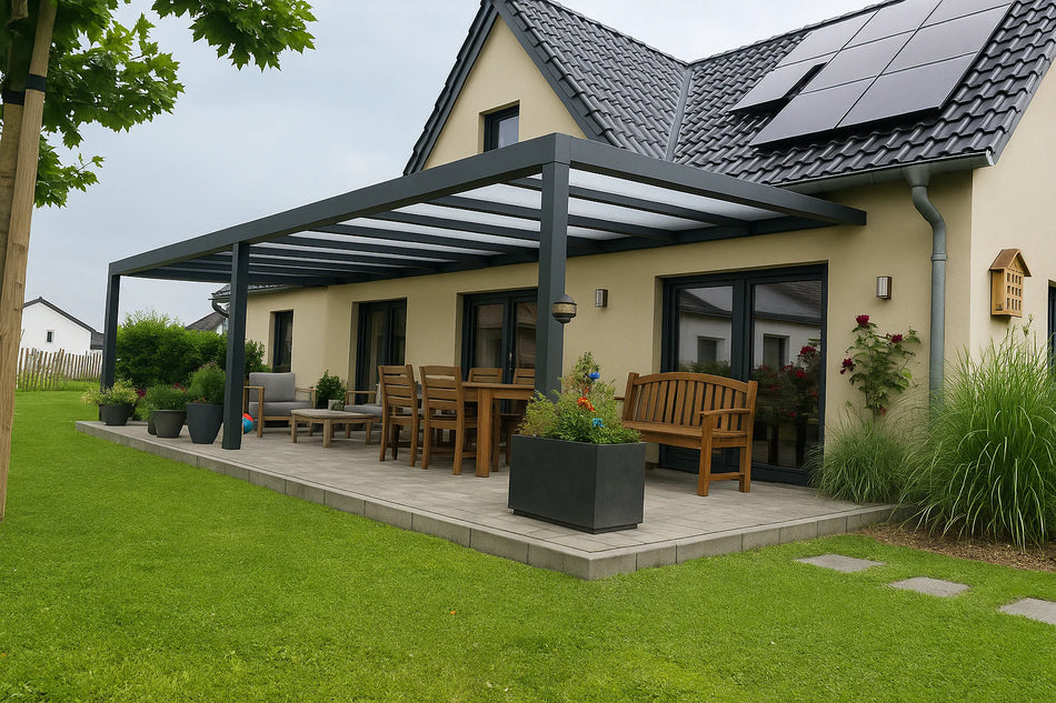 Terrassenüberdachung Alu 1200 cm x 200 cm Polycarbonat