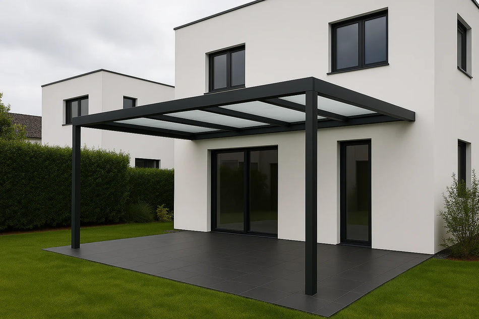 Terrassenüberdachung Alu 350 cm x 400 cm Polycarbonat