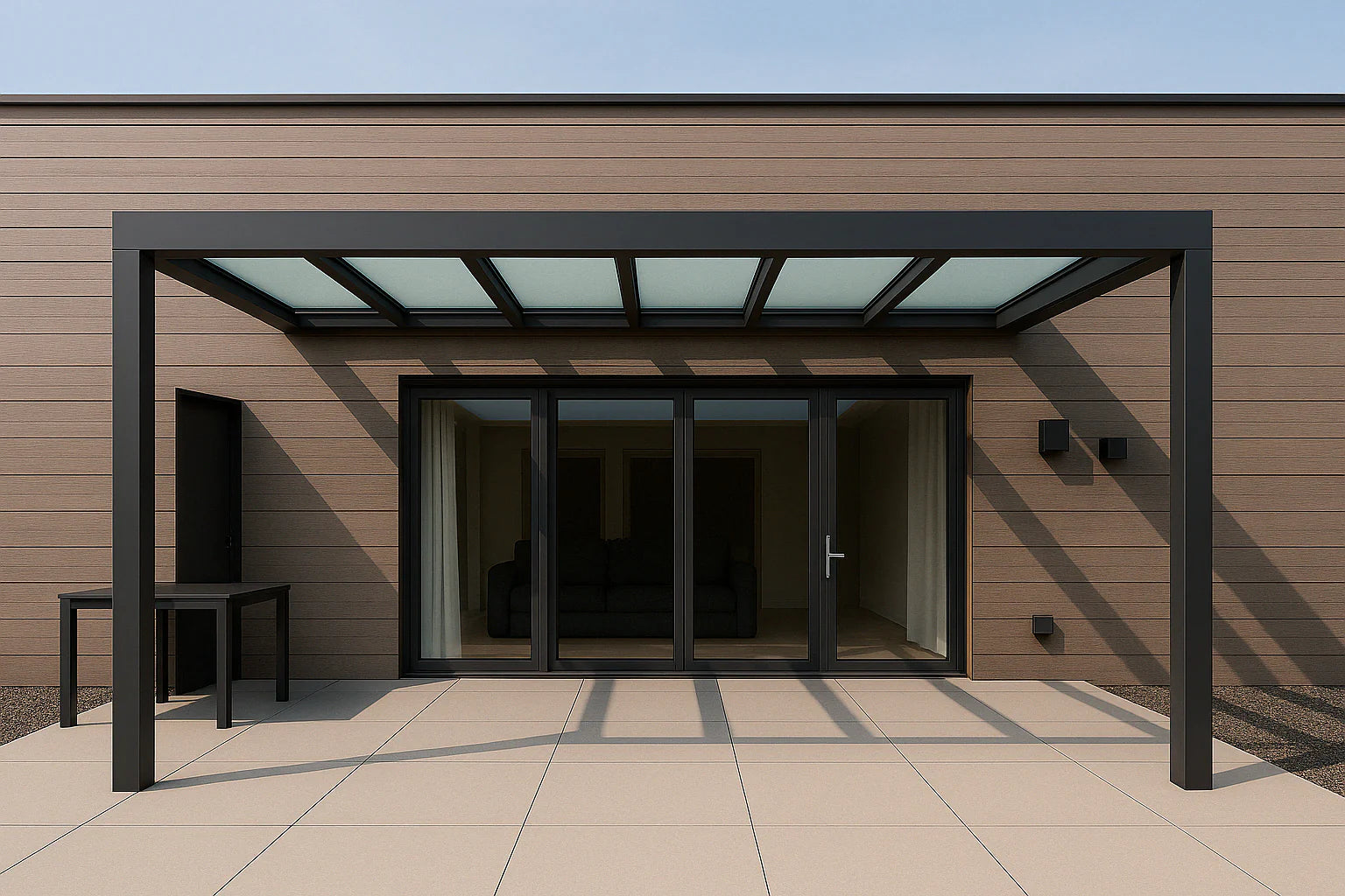 Terrassenüberdachung Alu 400 cm x 400 cm Polycarbonat