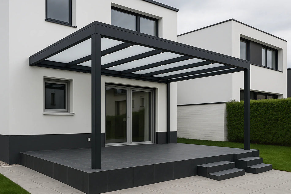 Terrassenüberdachung Alu 400 cm x 450 cm Polycarbonat