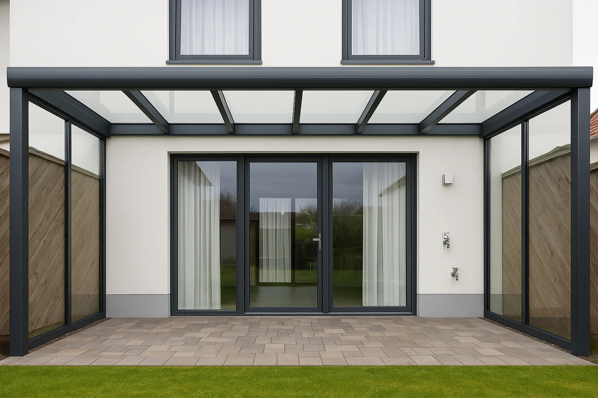 Terrassenüberdachung Alu 400 cm x 450 cm Polycarbonat