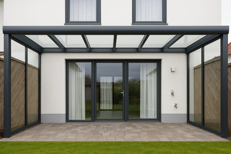 Terrassenüberdachung Alu 400 cm x 450 cm Polycarbonat