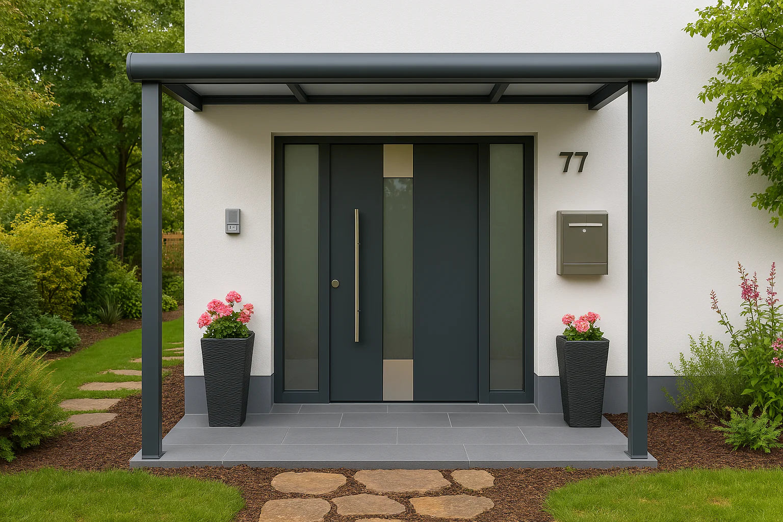 Terrassenüberdachung Alu 450 cm x 500 cm Polycarbonat