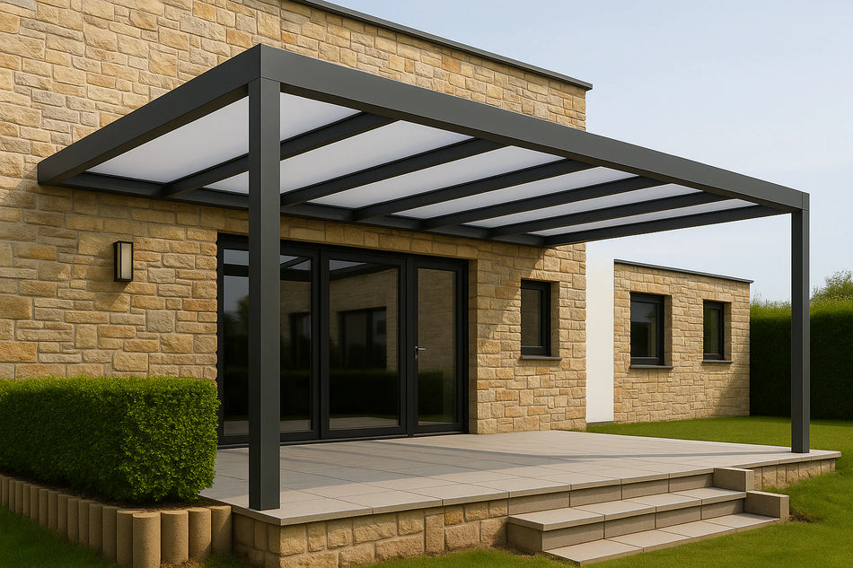 Terrassenüberdachung Alu 600 cm x 450 cm Polycarbonat