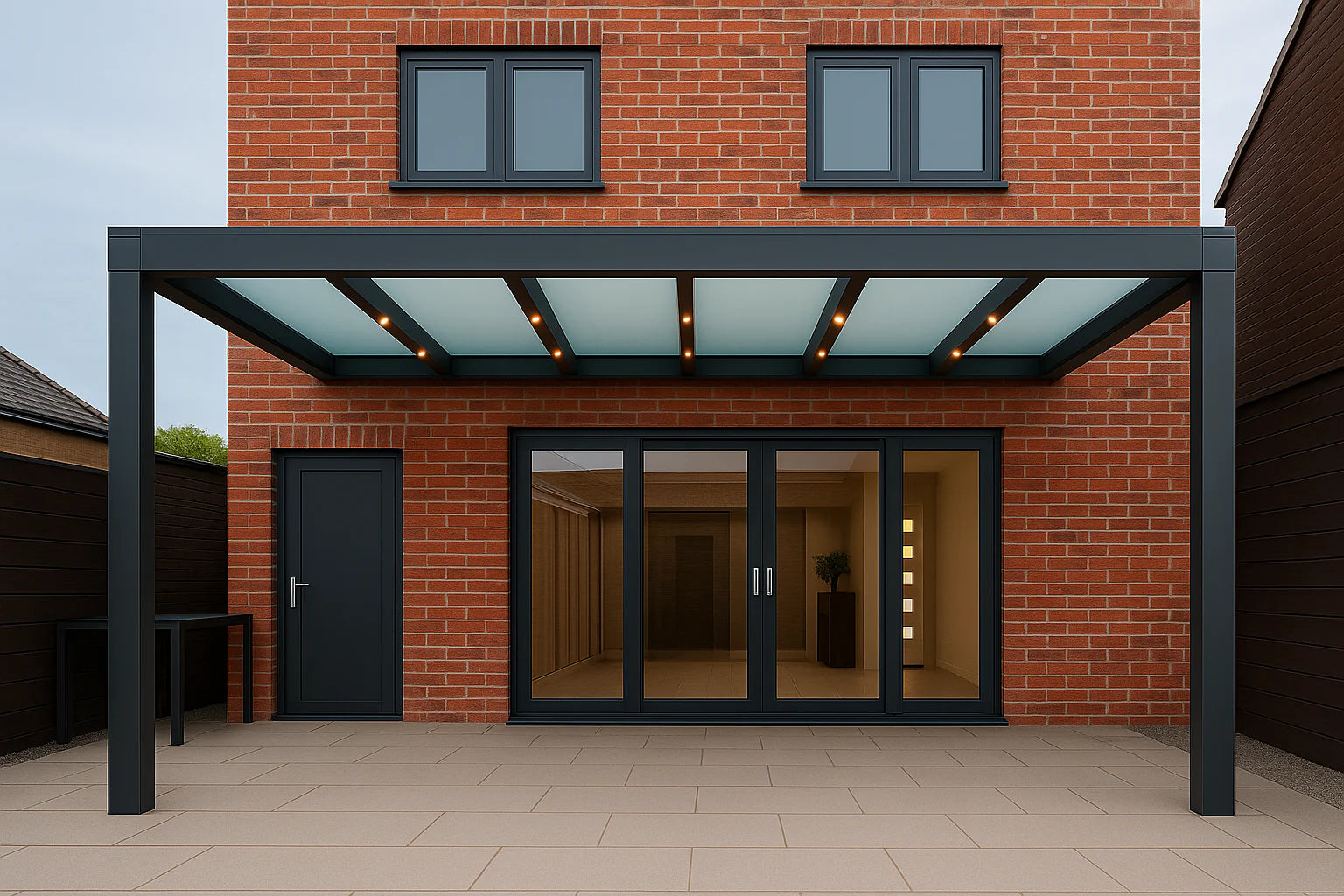 Terrassenüberdachung Alu 750 cm x 500 cm Polycarbonat