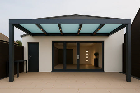 Terrassenüberdachung Alu 800 cm x 450 cm Polycarbonat