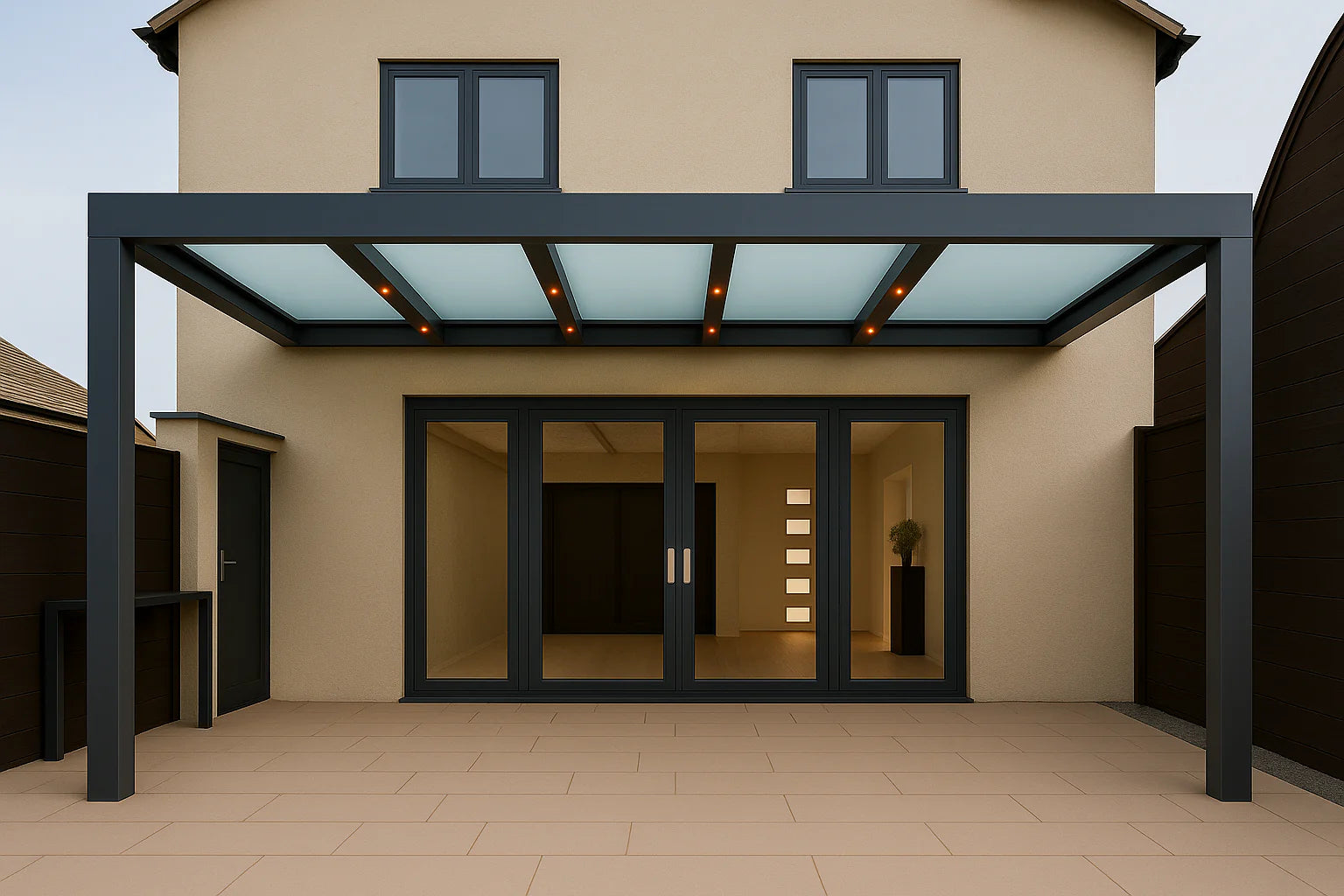 Terrassenüberdachung Alu 900 cm x 400 cm Polycarbonat