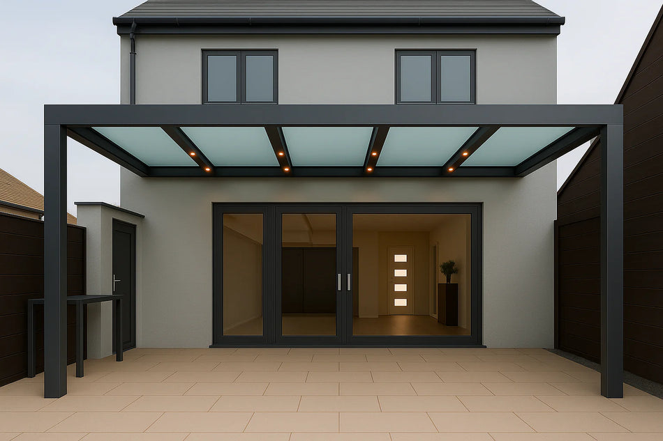 Terrassenüberdachung Alu 950 cm x 250 cm Polycarbonat