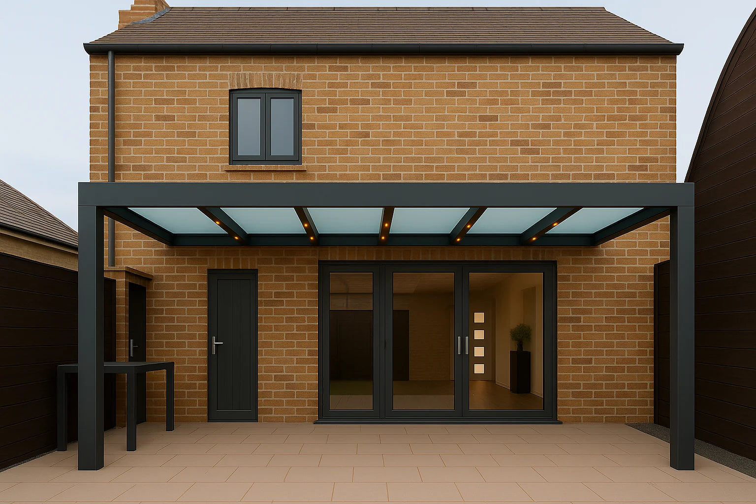 Terrassenüberdachung Alu 950 cm x 350 cm Polycarbonat